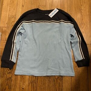 NWT- Carter's Boys Light Blue and Black Crewneck Waffle Shirt